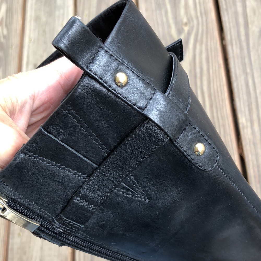 7 Essex Lane Leather Buckle Boots Soft Supple Low Heel Tall Boots Knee Maggie - Picture 5 of 11